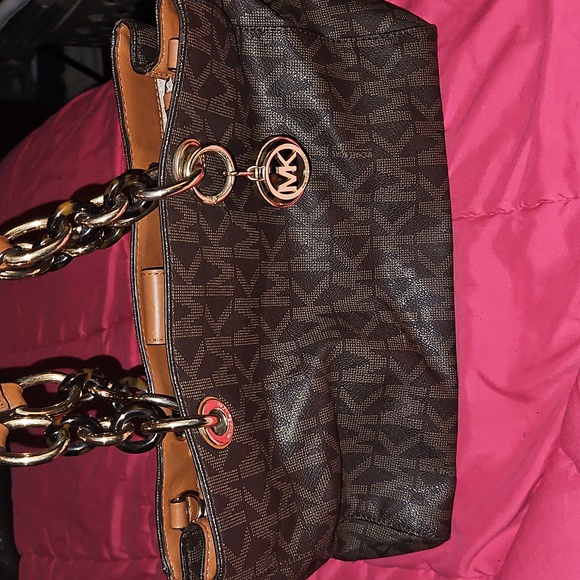 Michael Kors Dark Brown Signature Shoulder Bag - Picture 1 of 4